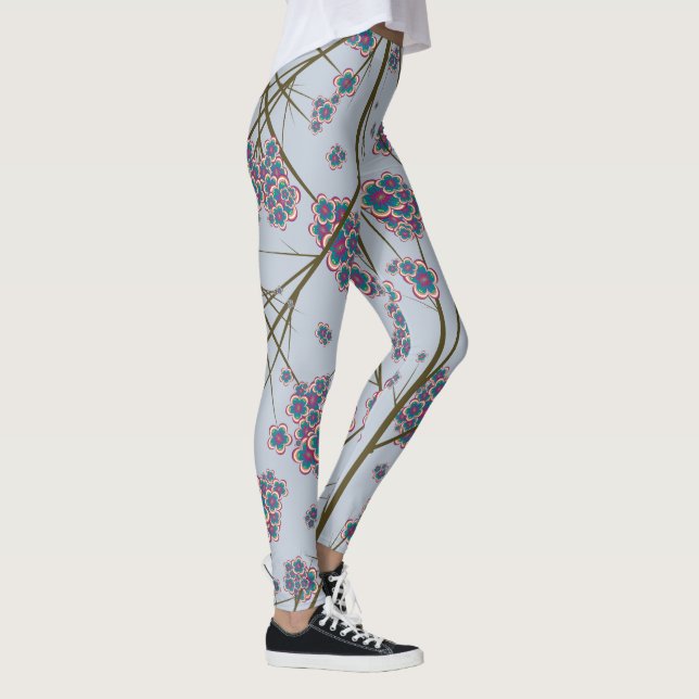 Peculiar Branches Sky Blue Leggings (Right)