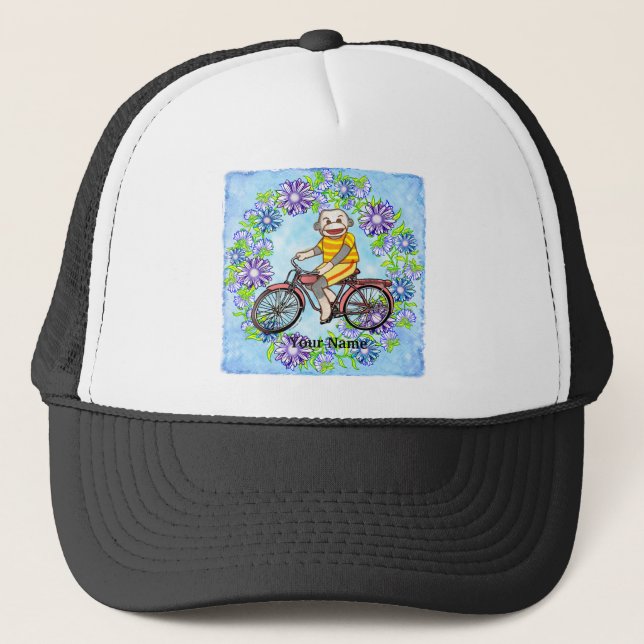 Pedal Bike Sock Monkey Trucker Hat (Front)