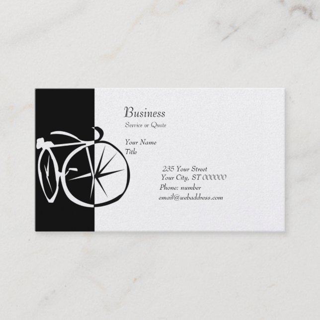 Pedal Biking Sport Black and White Bike, Cycling Business Card (Front)