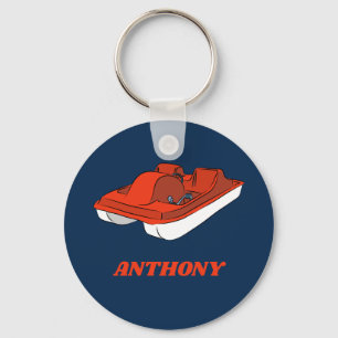 Pedal Boat Red, White Blue Personalised Key Ring