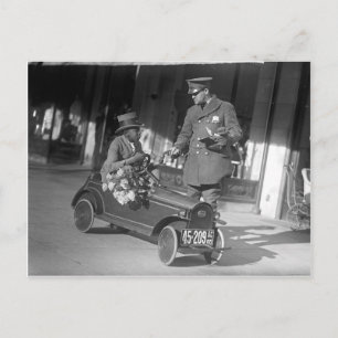 Pedal Car Traffic Stop, 1922 Postcard