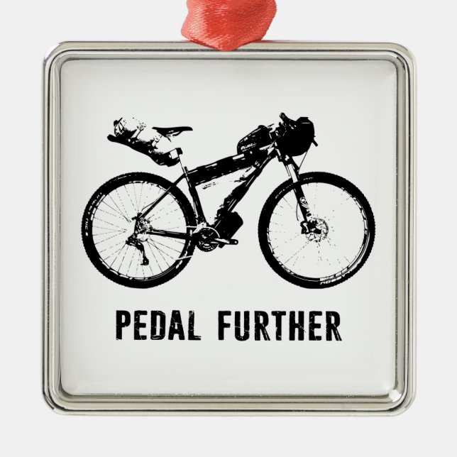 Pedal Further Bikepacking Metal Tree Decoration (Front)