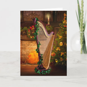 Pedal Harp Christmas Card