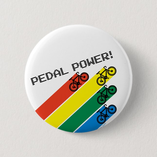 Pedal Power! 6 Cm Round Badge (Front)