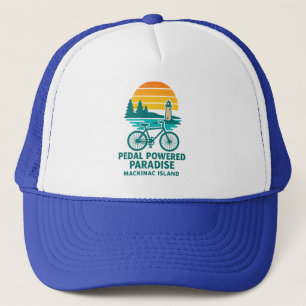 Pedal Powered Paradise   Mackinac Island Bicycle Trucker Hat