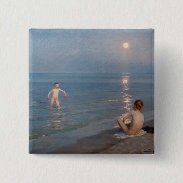 Peder Severin Kroyer - Boys Bathing at Skagen 15 Cm Square Badge (Front)