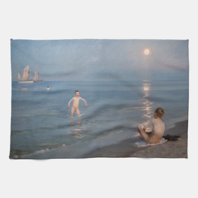 Peder Severin Kroyer - Boys Bathing at Skagen Tea Towel (Horizontal)