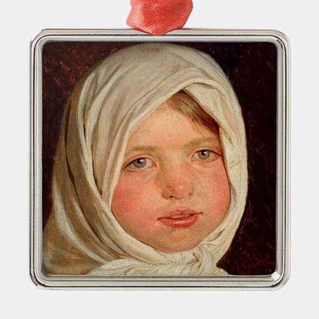 Peder Severin Kroyer - Little girl from Hornbaek Metal Tree Decoration (Front)