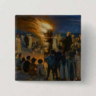 Peder Severin Kroyer - Midsummer's Eve Bonfire 15 Cm Square Badge