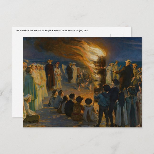 Peder Severin Kroyer - Midsummer's Eve Bonfire Postcard (Front/Back)