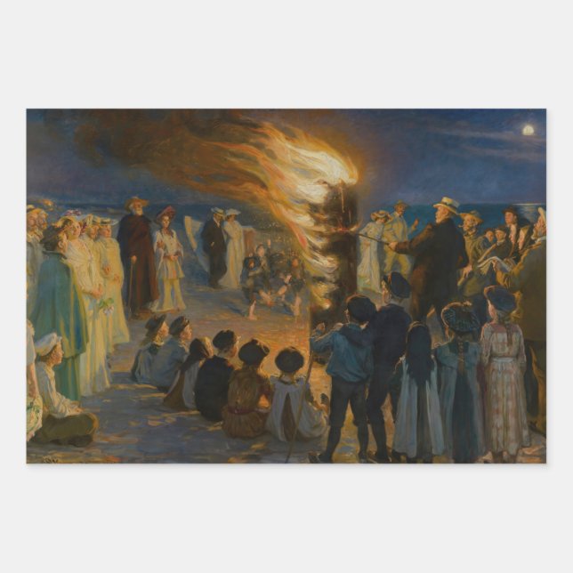 Peder Severin Kroyer - Midsummer's Eve Bonfire Wrapping Paper Sheet (Front)
