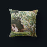 Peder Severin Kroyer - Roses Cushion<br><div class="desc">Roses. Marie Kroyer seated in the deckchair in the garden by Mrs Bendsen's house - Peder Severin Kroyer,  1893</div>