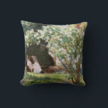 Peder Severin Kroyer - Roses Cushion<br><div class="desc">Roses. Marie Kroyer seated in the deckchair in the garden by Mrs Bendsen's house - Peder Severin Kroyer,  1893</div>