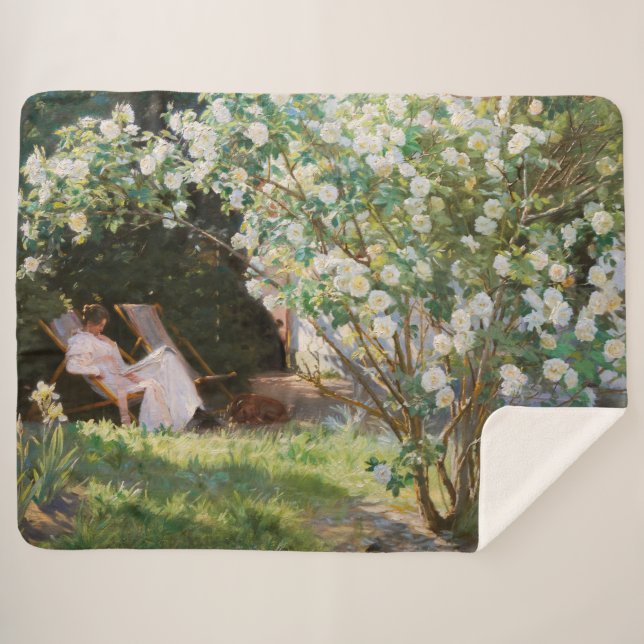 Peder Severin Kroyer - Roses Sherpa Blanket (Front (Horizontal))