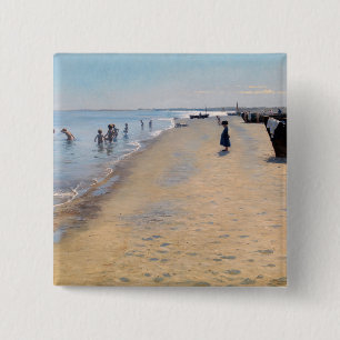 Peder Severin Kroyer - Summer Day at Skagen Beach 15 Cm Square Badge