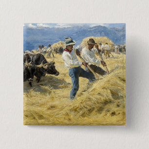Peder Severin Kroyer - Threshing in the Abruzzi 15 Cm Square Badge