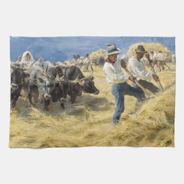 Peder Severin Kroyer - Threshing in the Abruzzi Tea Towel (Horizontal)
