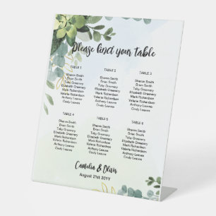 Pedestal 6 Table Wedding Seating Chart Greenery P Pedestal Sign