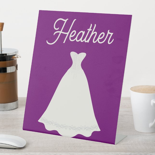 Pedestal Sign - Hers Bride Dress - Add Name (In SItu)