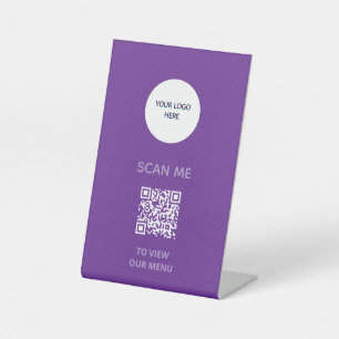 Pedestal Sign – QR Menu Display   purple