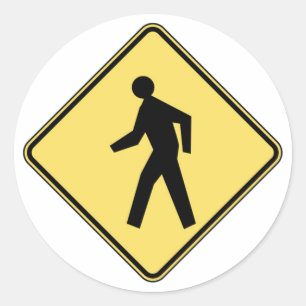 Pedestrian Crossing Classic Round Sticker