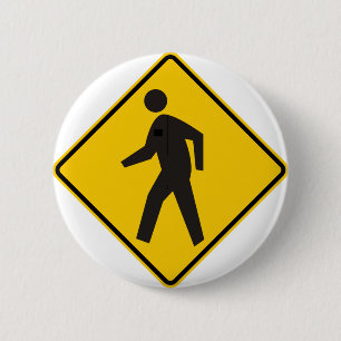 Pedestrian Crossing Highway Sign 6 Cm Round Badge