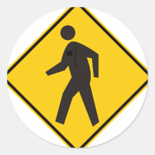 Pedestrian Crossing Highway Sign Classic Round Sticker
