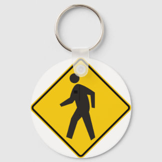 Pedestrian Crossing Highway Sign Key Ring