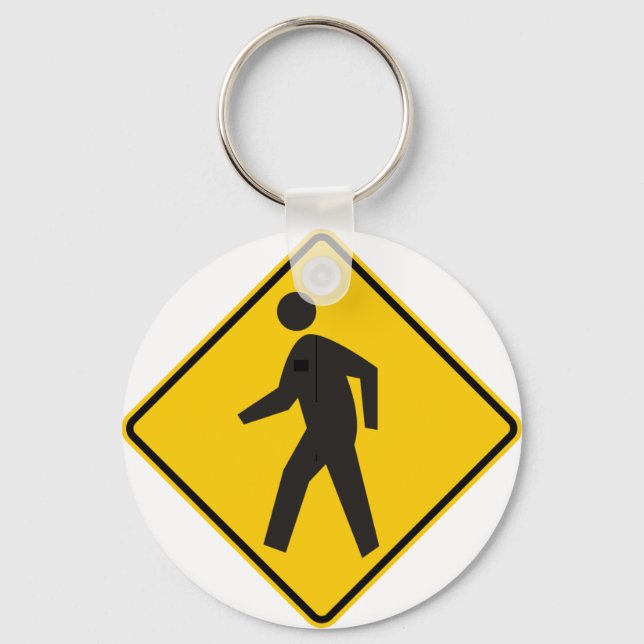 Pedestrian Crossing Highway Sign Key Ring (Front)
