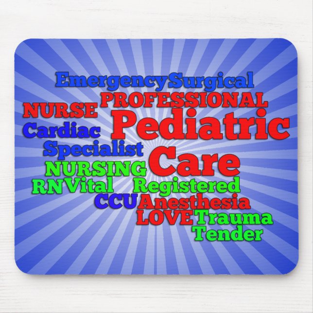 PEDIATRIC CARE NURSE WORDS SCRAMBLE MOUSE MAT (Front)