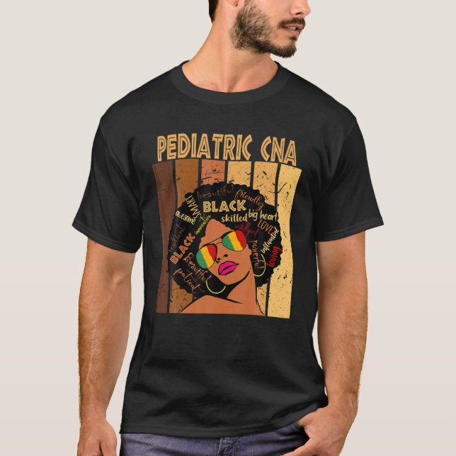 Pediatric CNA Afro African American Black History T-Shirt (Front)