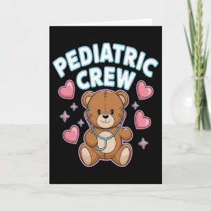 Pediatric Crew Nurse Bear Heart Stethoscope Peds Card