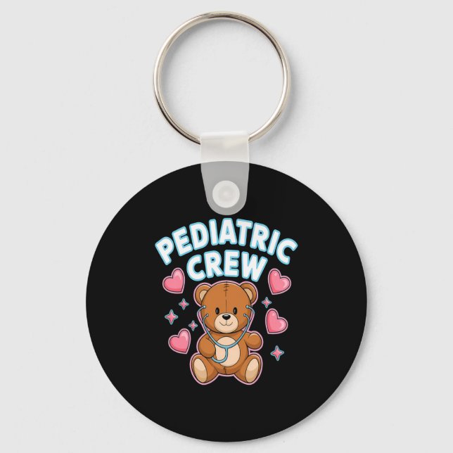 Pediatric Crew Nurse Bear Heart Stethoscope Peds  Key Ring (Front)