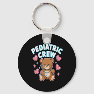 Pediatric Crew Nurse Bear Heart Stethoscope Peds Key Ring