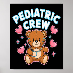 Pediatric Crew Nurse Bear Heart Stethoscope Peds  Poster