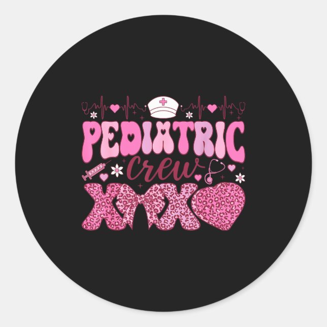 Pediatric Crew Xoxo Nurse Valentines Day Coquette  Classic Round Sticker (Front)