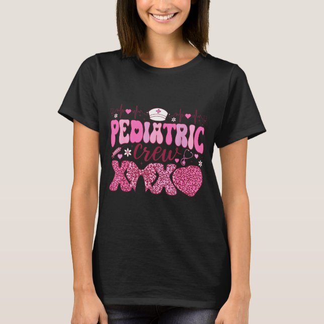 Pediatric Crew Xoxo Nurse Valentines Day Coquette  T-Shirt (Front)