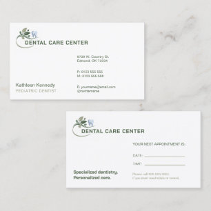 Pediatric Dentist   Dental Practice Appointment Card