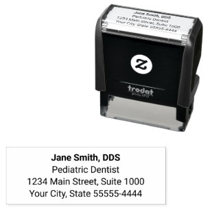 Pediatric Dentist Name Job Title & Return Address Self-inking Stamp