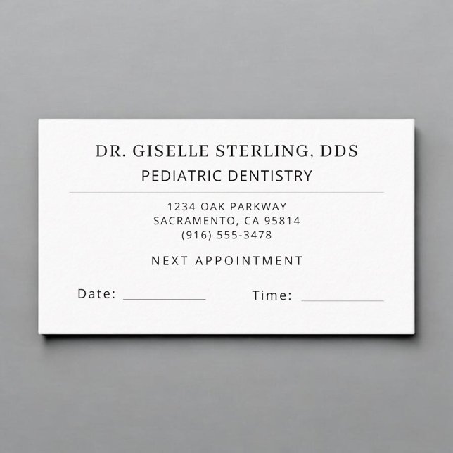 Pediatric Dentistry Dentist Appointment Card (Creator Uploaded)