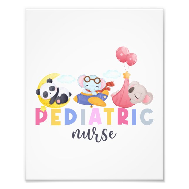 Pediatric Nurse Animal Safari Zoo Peds Nurse Nursi Photo Print (Front)