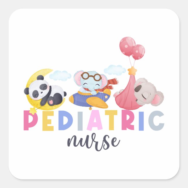 Pediatric Nurse Animal Safari Zoo Peds Nurse Nursi Square Sticker (Front)