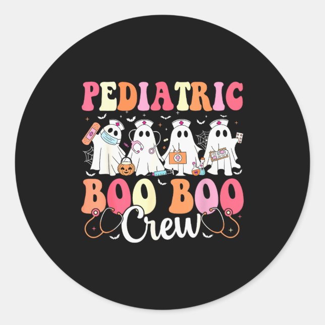 Pediatric Nurse Boo Boo Crew Ghost Nurse Halloween Classic Round Sticker (Front)