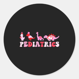 Pediatric Nurse Peds Nursing Cute Dinosaurs Valent Classic Round Sticker