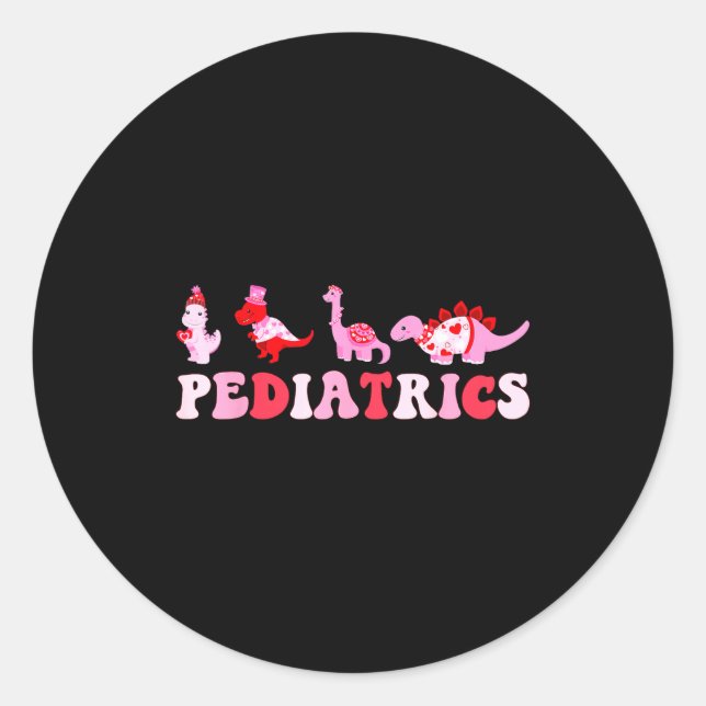 Pediatric Nurse Peds Nursing Cute Dinosaurs Valent Classic Round Sticker (Front)