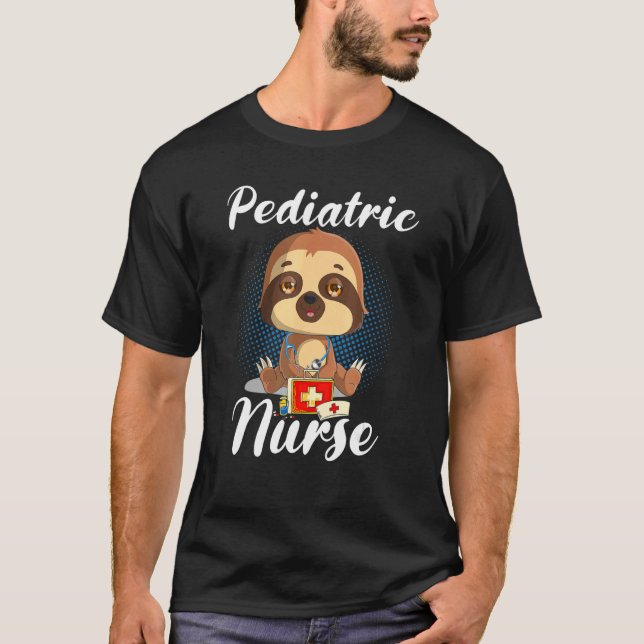 Pediatric Nurse Shirt RN Sloth Lover Pediatrics (Front)