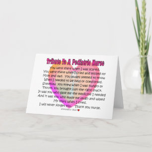Pediatric Nurse Tribute Card
