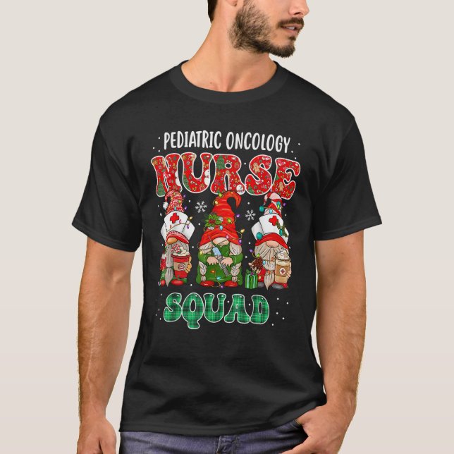 Pediatric Oncology Nurse Christmas Gnomes Peds Onc T-Shirt (Front)