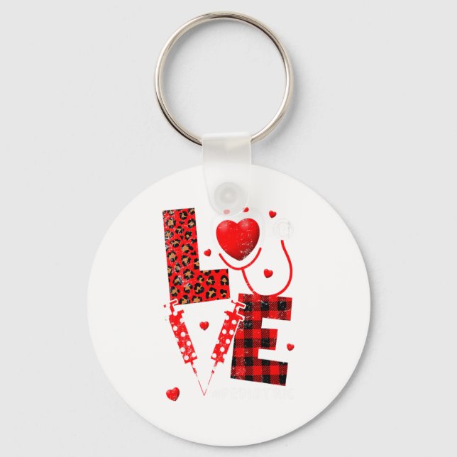 Pediatric Peds Nurse Valentines Day Love Heart Ste Key Ring (Front)