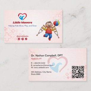 Pediatric Therapy Business   Light Red Business Card